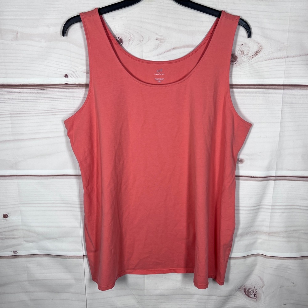 J.Jill Tank Top Women 3X Orange Long Perfect Tank Sleeveless Cotton Blend Basic